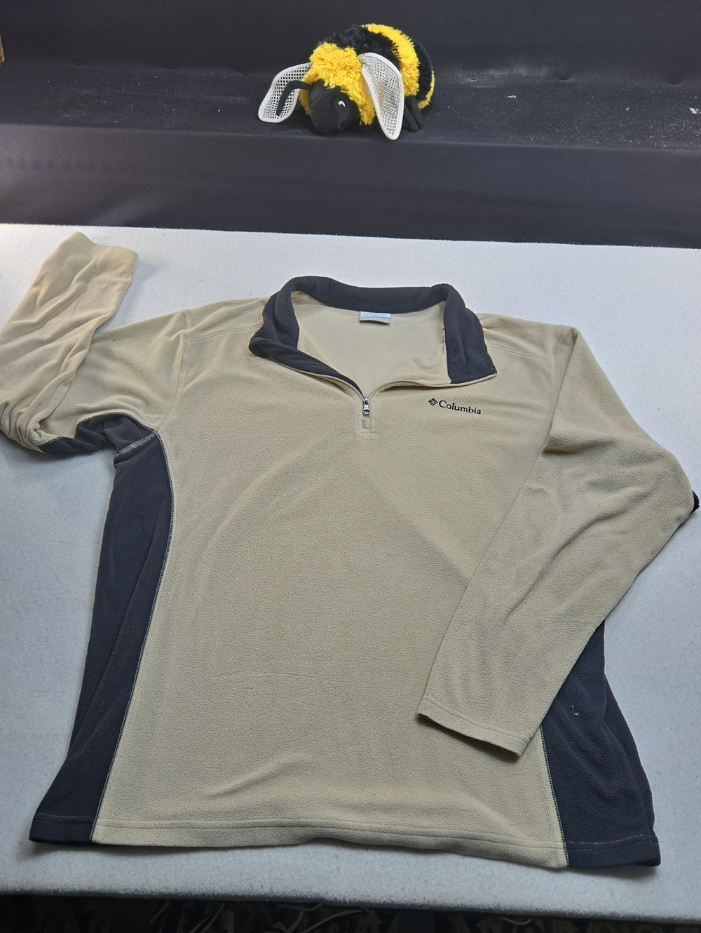 Columbia Tan and Charcoal Quarter-Zip Fleece Pullover